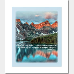 The Lord is my shepherd… He leads me beside quiet waters - Psalm 23:1-3 Posters and Art